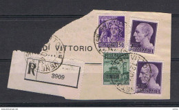 REGNO + R.S.I.:  12.10.1944  FRAMMENTO  DI  RACCOMANDATA  DA  VITTORIO  V.TO  -  SASS. 252A X 2 + 505 + 507 - Oblitérés