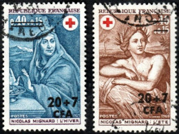 Réunion Obl. N° 388 Et 389 - Croix Rouge - Tableaux De Nicolas Mignard - Oblitérés