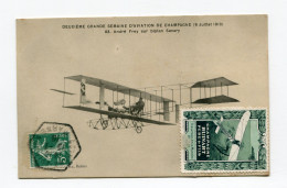 !!! CPA DU MEETING DE REIMS BETHENY DE 1910, CACHET HEXAGONAL SPECIAL ET VIGNETTES - Aviation