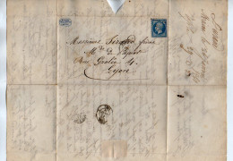 TB 3465 - 1861 - LAC - Lettre - M.DURAND Libraire Papetier Et Relieur à MACON Pour Mrs SIRAND Marchands De Papier à LYON - 1849-1876: Période Classique