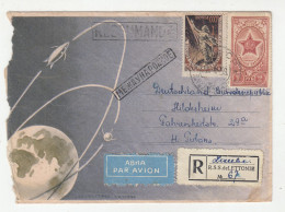 Russia USSR Space Illustrated Letter Cover Posted Registered 1959 RSSS De Lettoinie To Germanyb220820 - Lettres & Documents