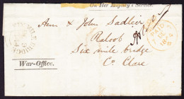 1844 Faltbrief War-Office. On Her Magesty's Service, Nach Six Mile Bridge. Bedarfsspuren - Prephilately