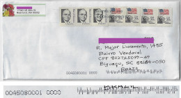 USA 2020s Cover From Seattle To Biguaçu Brazil 7 Stamp President Harry Truman & Flag + Lincoln Electronic Sorting Mark - Lettres & Documents
