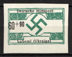 SWASTIKA NAZI 1944 60+90pf Luboml, German Occupation Of Ukraine, "Deutsche Hilfspost / Lubolm (Ukraine)" - Yv N°11 - 1941-43 Ocupación Alemana