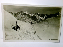 Schweiz. Stätzerhornsattel. Alte Ansichtskarte / Postkarte S/w, Gel. 1928. Winterpanorama, Skipiste U. Läufer, - Sattel
