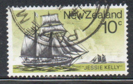 NEW ZEALAND NUOVA ZELANDA 1975 HISTORIC SAILING SHIPS TOPSAIL SCHOONER JESSIE KELLY 1866  10c USED USATO OBLITERE' - Oblitérés