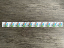 België R96 - Vogels - Oiseaux - Buzin (2931) - 16F/0.42EUR- Grauwe Klauwier - Strook Van 10 Met 2x5 Cijfers - Rouleaux