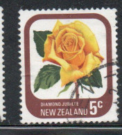 NEW ZEALAND NUOVA ZELANDA 1975 ROSES FLORA FLOWERS DIAMOND JUBILEE 5c USED USATO OBLITERE' - Usados