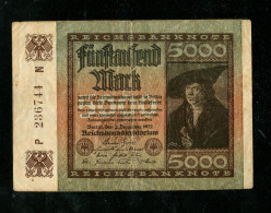 "DEUTSCHES REICH" 1922, Reichsbanknote "5000 Mark", Gute Bedarfserhaltung (19792) - 5000 Mark