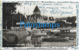 212363 SWITZERLAND LAUSANNE OUCHY THE PORT & HOTEL OF CASTLE CIRCULATED TO GERMANY POSTAL POSTCARD - Port