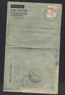 Malaya 1951 Aerogramme Commercially Used Ipoh To Shanmuganathapuram India , 25c Sultan Franking - Malayan Postal Union