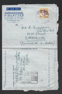 Malaya 1956 Aerogramme Commercially Used Alor Star To Karaikudi India , 25c Sultan Franking - Malayan Postal Union