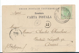 RUMÄNIEN 134 / Drucksachenpostkarte 1890 Nach Belgien Mit Sonderstempel Independence Rumania - Lettres & Documents