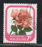 NEW ZEALAND NUOVA ZELANDA 1975 ROSES FLORA FLOWERS MICHELE MEILLAND 7c USED USATO OBLITERE' - Usati