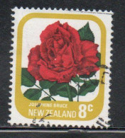 NEW ZEALAND NUOVA ZELANDA 1975 ROSES FLORA FLOWERS JOSEPHINE BRUCE 8c USED USATO OBLITERE' - Usati