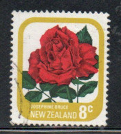 NEW ZEALAND NUOVA ZELANDA 1975 ROSES FLORA FLOWERS JOSEPHINE BRUCE 8c USED USATO OBLITERE' - Usati