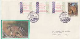 Le Numbat Australien (marsupial Insectivore)  Espèce En Voie De Disparition,sur Lettre Avec Timbres ATM Frama DARWIN - Covers & Documents