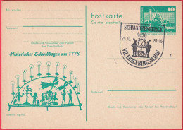 CP - Entier Postal - Schwarzenberg (Allemagne - DDR) (1981) - Arc De Bougie Historique Datant D'Environ 1778 - Postcards - Used