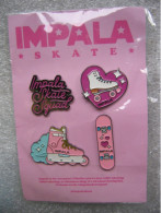 Lot De 4 Pin's IMPALA Skate, Roller, Patin à Roulettes, Skate Board, Squad. Neufs, Encore Dans L'emballage - Skateboard
