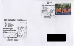 SPAIN. POSTMARK. TRIBUTE TO DANIEL JIMENEZ VILLA. GIJON. 2023 - Machines à Affranchir (EMA)