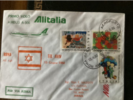 Alitalia 1980 - Roma Tel Aviv - Primo Volo Airbus Vol Flight - Israel - Lettres & Documents