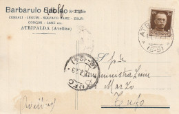 A155. Atripalda. 1929. Annullo Frazionario (6 - 9) Su Cartolina Postale PUBBLICITARIA ... CEREALI - LEGUMI - ... - Assurés