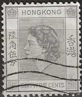 HONG KONG 1954 Queen Elizabeth - 65c. - Grey FU - Oblitérés