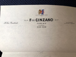 Torino Cinzano Carta Intestata - Bars, Hotels & Restaurants