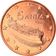 Grèce, 5 Euro Cent, 2007, Athènes, FDC, Copper Plated Steel, KM:183 - Grecia