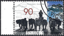 AUSTRALIAN ANTARCTIC TERRITORY (AAT) 1999 QEII 90c Multicoloured, Mawson's-Huskies & Hut SG128 FU With Side Gutter - Used Stamps