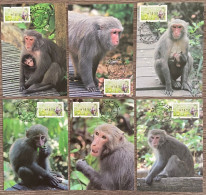 6 Maxi Cards Taiwan 2018 ATM Frama Stamp-Formosan Macaque Monkey- Forest Unusual - Cartes-maximum