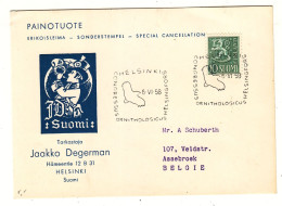 Finlande - Carte Postale De 1958 - Oblit Helsinki - Ornithologie - Oiseaux - - Covers & Documents