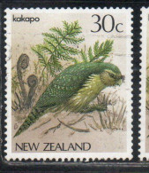 NEW ZEALAND NUOVA ZELANDA 1985 1989 NATIVE BIRDS KAKAPO 30c USED USATO OBLITERE' - Oblitérés