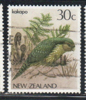 NEW ZEALAND NUOVA ZELANDA 1985 1989 NATIVE BIRDS KAKAPO 30c USED USATO OBLITERE' - Oblitérés