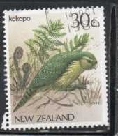 NEW ZEALAND NUOVA ZELANDA 1985 1989 NATIVE BIRDS KAKAPO 30c USED USATO OBLITERE' - Oblitérés