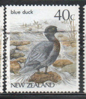 NEW ZEALAND NUOVA ZELANDA 1985 1989 1987 NATIVE BIRDS BLUE DUCK 40c USED USATO OBLITERE' - Gebraucht