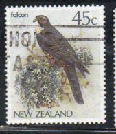 NEW ZEALAND NUOVA ZELANDA 1985 1989 1986 NATIVE BIRDS FALCON 45c USED USATO OBLITERE' - Oblitérés