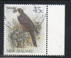 NEW ZEALAND NUOVA ZELANDA 1985 1989 1986 NATIVE BIRDS FALCON 45c USED USATO OBLITERE' - Gebraucht