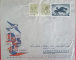 FIRST FLIGHT KLM  AMSTERDAM -JOHANNESBURG 1940 - Poste Aérienne