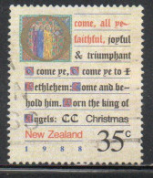 NEW ZEALAND NUOVA ZELANDA 1987 CAROLS MANUSCRIPTS CHRISTMAS NATALE NOEL WEIHNACHTEN NAVIDAD 35c USED USATO OBLITERE' - Oblitérés