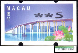 2001 China Macau ATM Stamps Lotus Flower Bridge / MNH / Nagler Automatenmarken Etiquetas Automatici Distributeur - Distributeurs