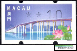 2001 China Macau ATM Stamps Lotus Flower Bridge / MNH / Klussendorf Automatenmarken Etiquetas Automatici Distributeur - Distributori