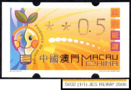 2006 China Macau ATM Stamps Save Energy / MNH / Klussendorf Automatenmarken Etiquetas Automatici Distributeur - Distributeurs