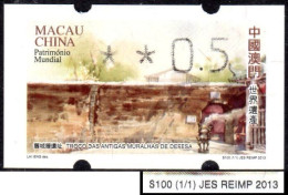 2013 China Macau ATM Stamps World Heritage / MNH / Klussendorf Automatenmarken Etiquetas Automatici Distributeur - Automaten