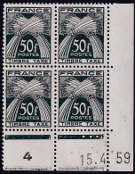 France COINS DATES TAXES N°88 50f Vert Foncé 15.4.59. Qualité:** - 1950-1959