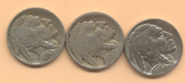 5 Cents "Buffalo Nickel" 1917 F +1919 F +1934 F - 1913-1938: Buffalo