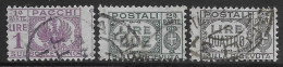 Italia Italy 1945 Luogotenenza Pacchi Postali Senza Fasci Sezioni 3val Sa N.PP60-PP61,PP63 US - Paketmarken