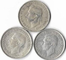 AUSTRALIE  GEORGES VI  ,6 Pence,   Lot De 3 Monnaies De 1943 , 1944 & 1945 Denver San Franci & Melbourne ,  Argent , TTB - Non Classificati