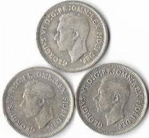 AUSTRALIE  GORGES VI  ,6 Pence,   Lot De 3 Monnaies Annés 1950 M, 1951 M , 1951 PL London Argent , TTB - Unclassified