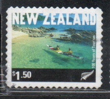 NEW ZEALAND NUOVA ZELANDA 2001 100 YEARS OF TOURISM GOVERNMENT TOURIST OFFICE KAYAKERS IN ABEL TASMAN PARK 1.50$ USED - Oblitérés